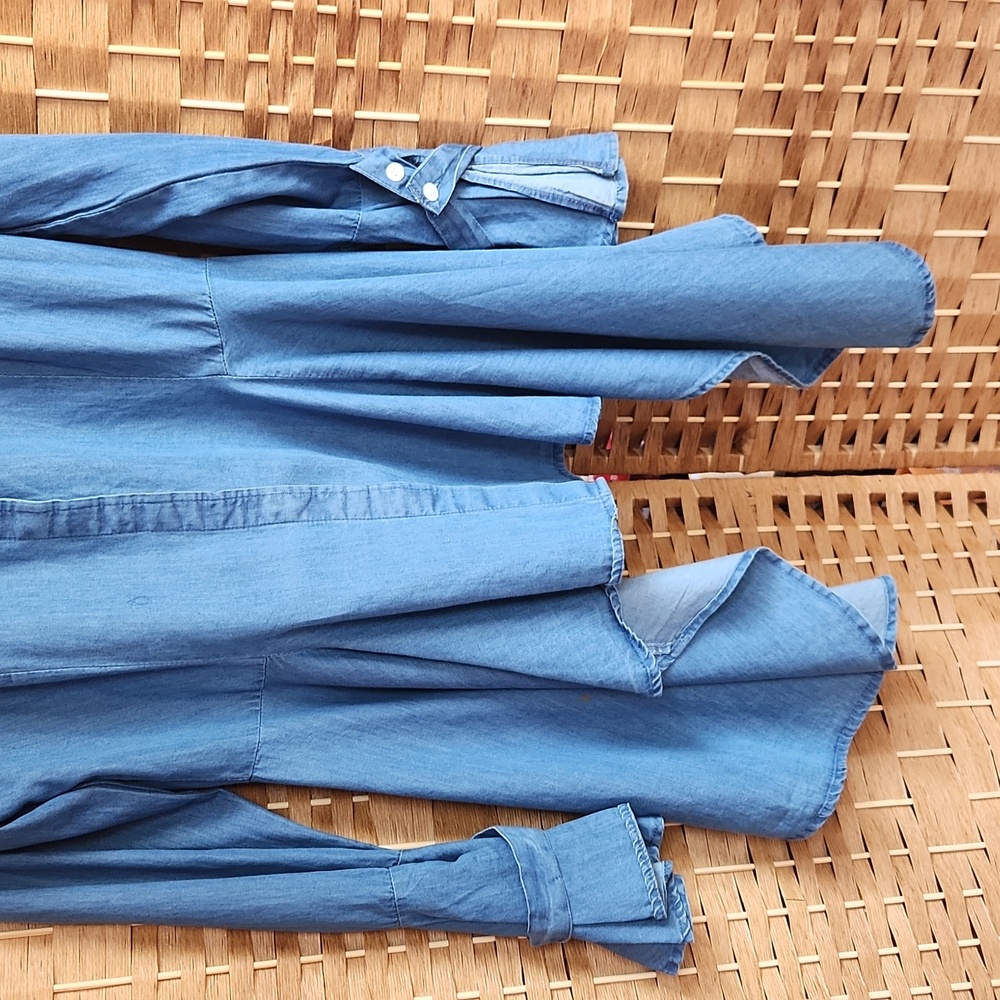 Fall, Spring High Low Button-Up Chambray Collard … - image 2